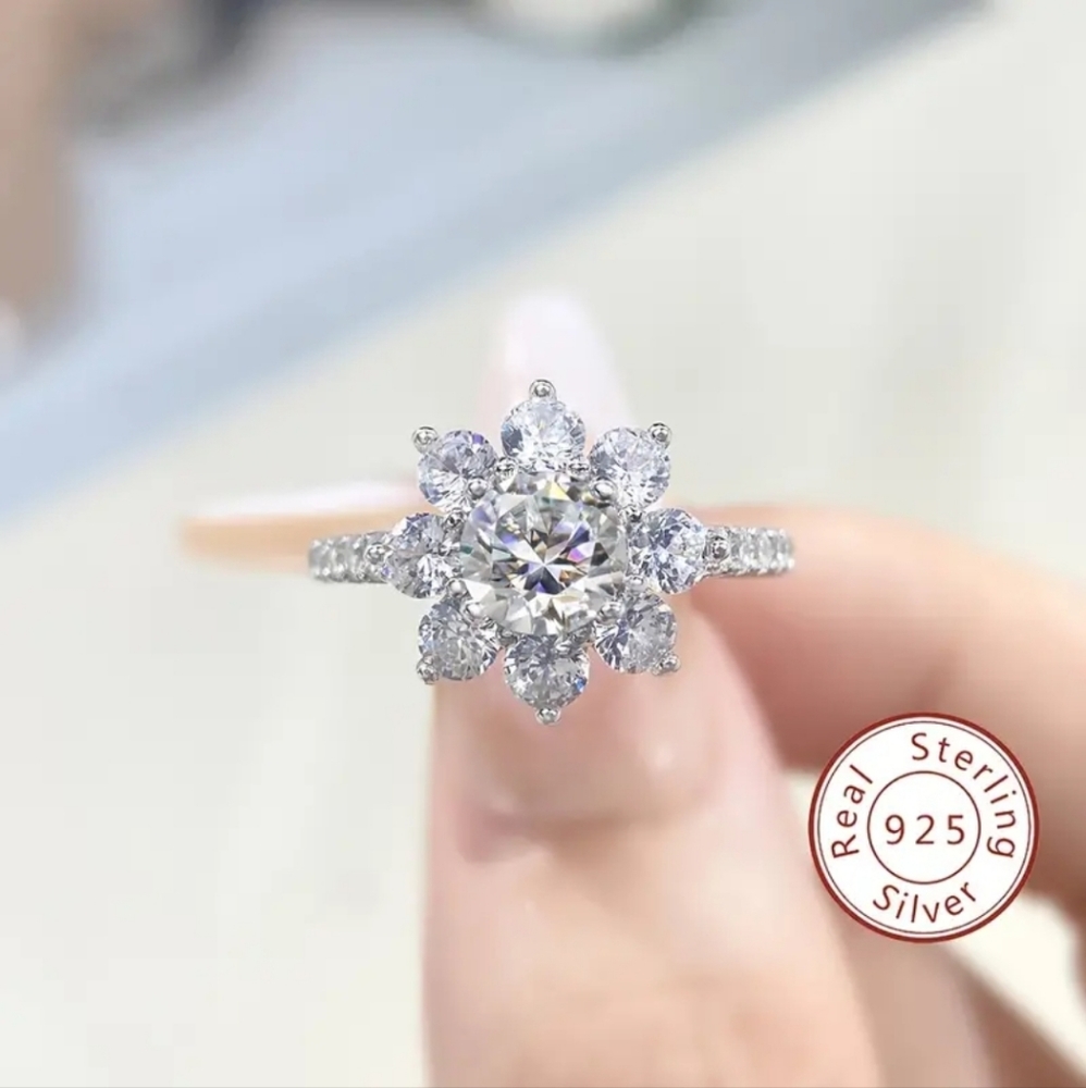 Certified GRA Moissanite Sterling Silver Ring Size 8! NEW - Picture 6 of 13